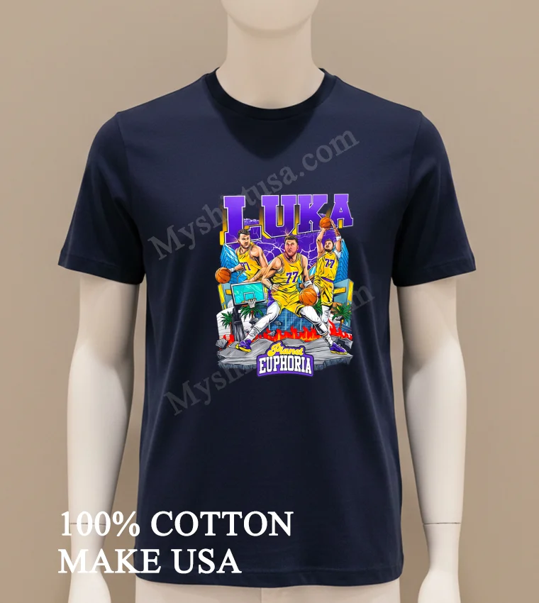 Luka Doncic Los Angeles Lakers Stadium Player Collage funny america t-shirts - navy-shirt Luka Doncic Los Angeles Lakers Stadium Player Collage Shirt Navy Shirt
