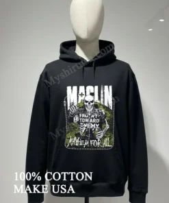 Maclin Skeleton Front Toward Enemy Mayhem For All funny america t-shirts