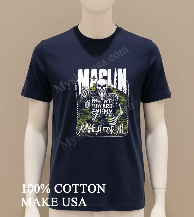 Maclin Skeleton Front Toward Enemy Mayhem For All Shirt Navy Shirt 2