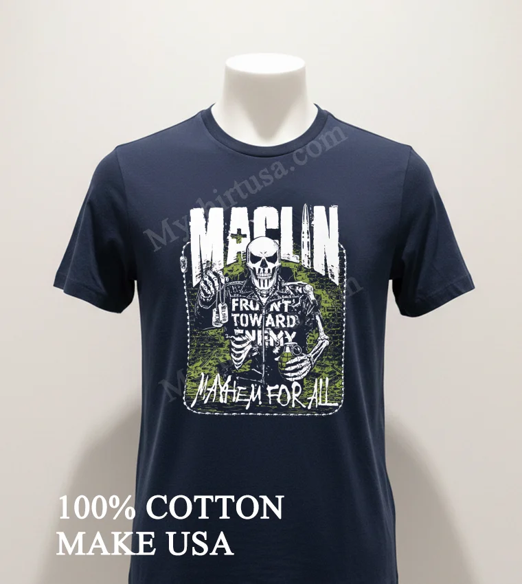 Maclin Skeleton Front Toward Enemy Mayhem For All Shirt Navy Shirt 3