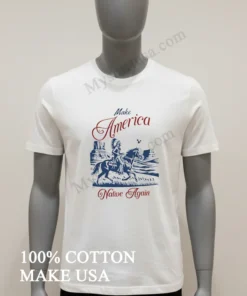Make America Native Again Indigenous Warrior Riding Horse Monument funny america t-shirts