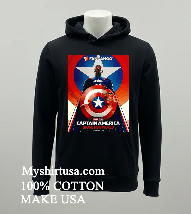 Marvel Captain America Brave New World Fandango Version Poster In Theaters On February 14 2025 Shirt Balck Shirt