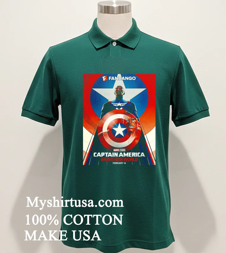 Marvel Captain America Brave New World Fandango Version Poster In Theaters On February 14 2025 Shirt Green Shirt