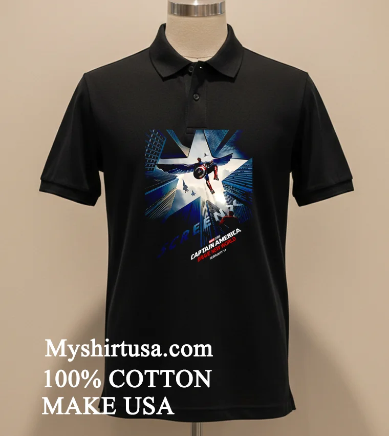 Marvel Captain America Brave New World Screenx Version Poster In Theaters On February 14 2025 Shirt - balck-shirt Marvel Captain America Brave New World Screenx Version Poster In Theaters On February 14 2025 Shirt Balck Shirt 2