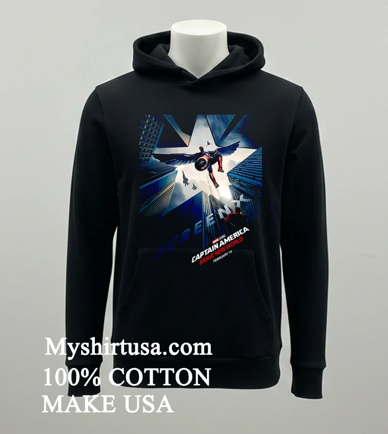 Marvel Captain America Brave New World Screenx Version Poster In Theaters On February 14 2025 Shirt Balck Shirt