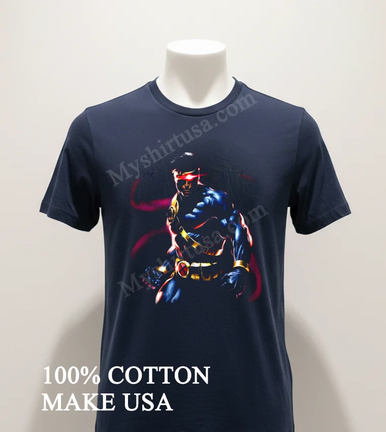 Marvel X Men Cyclops Scott Summers Powerful Optic Blast Superhero Shirt Navy Shirt 1