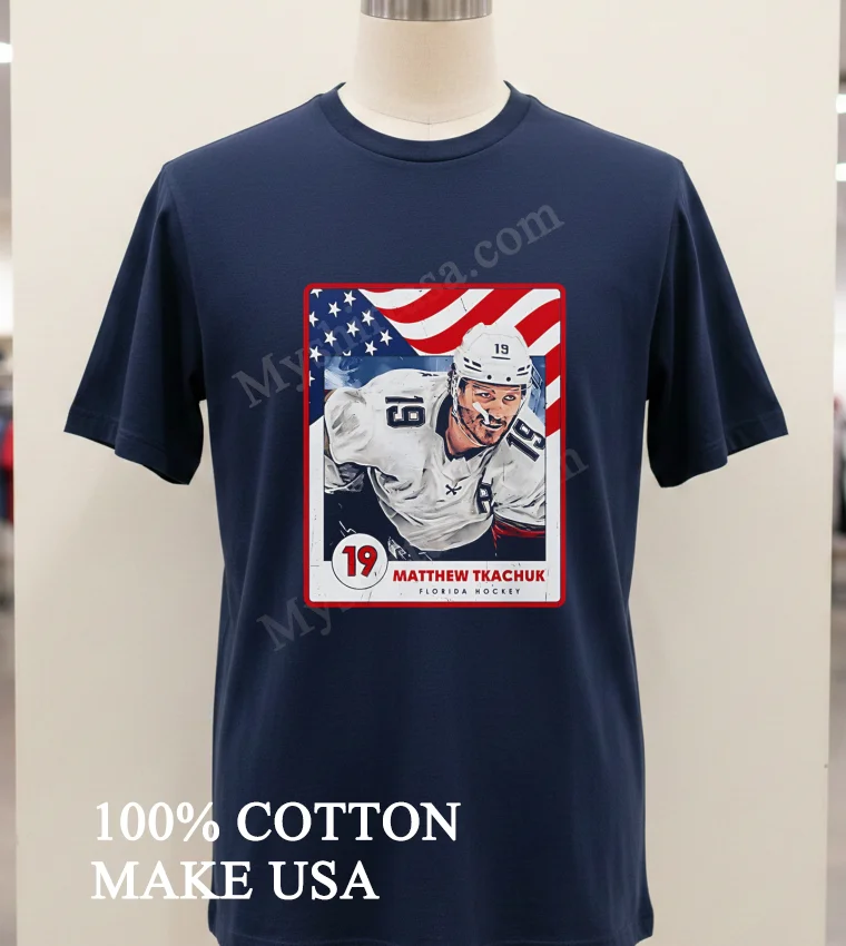 Matthew Tkachuk 19 Florida Hockey American Flag Shirt Navy Shirt 1