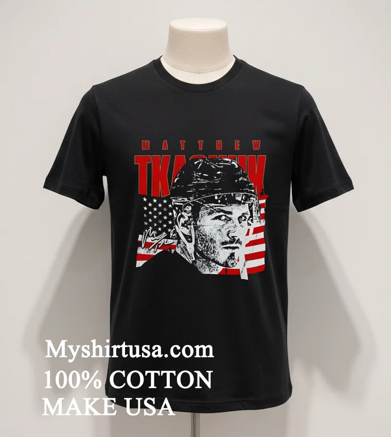 Matthew Tkachuk American Flag Signature Shirt Balck Shirt