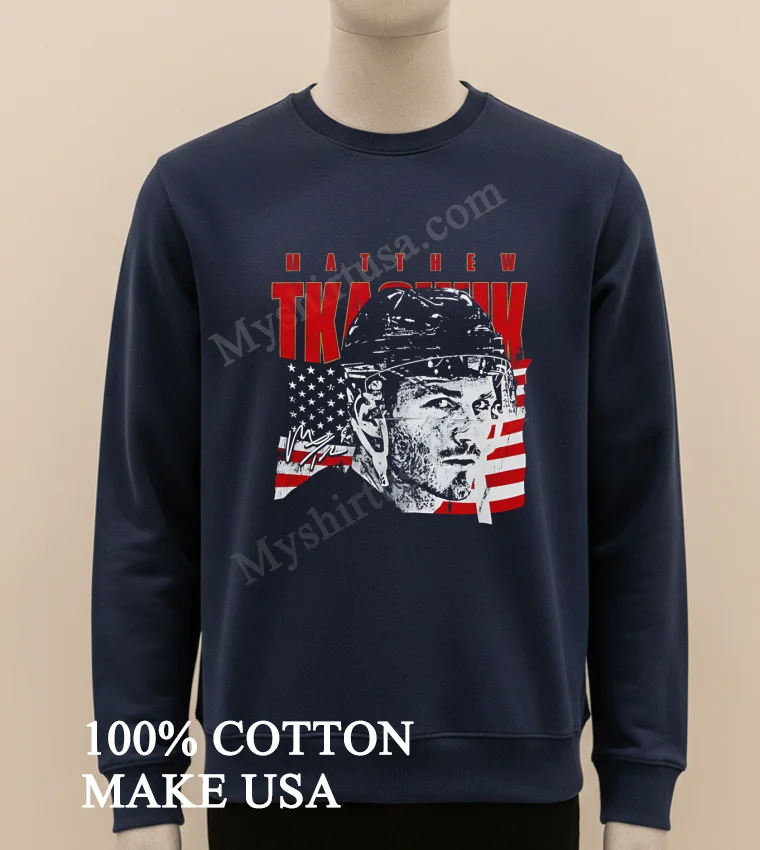 Matthew Tkachuk American Flag Signature Shirt Long Sleve Shirt