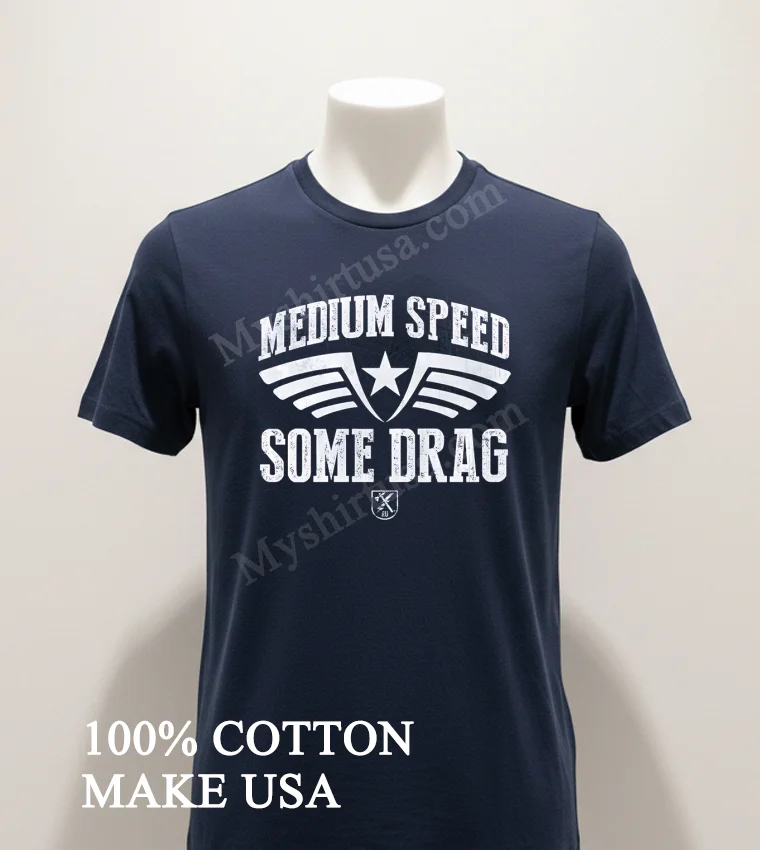 Medium Speed Some Drag Military Wings Star Distressed Shirt Navy Shirt 1