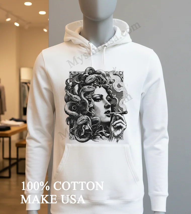 Medusa Gorgon Snake Hair Woman Smoking A Cigar Shirt Hoodie Shirt