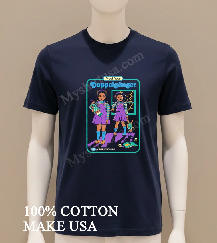 Meet Your Doppelgänger Activities For Children Creepy Twin Girls funny america t-shirts - navy-shirt Meet Your Doppelganger Activities For Children Creepy Twin Girls Shirt Navy Shirt