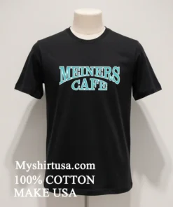 Meiners Cafe Vintage Curved Teal Lettering Classic Design funny america t-shirts