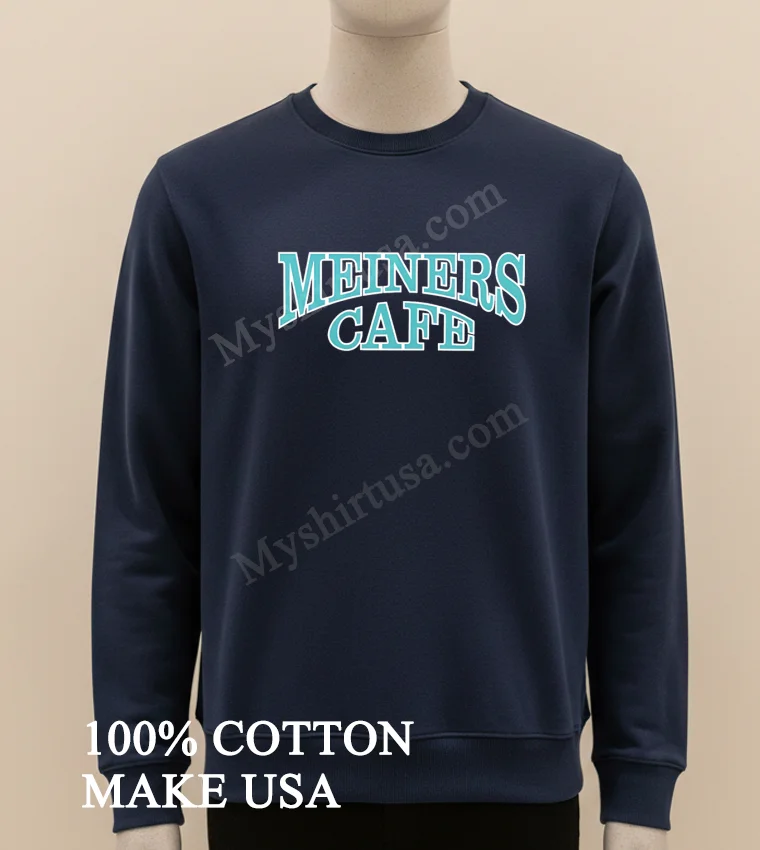 Meiners Cafe Vintage Curved Teal Lettering Classic Design Shirt Long Sleve Shirt