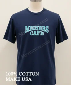 Meiners Cafe Vintage Curved Teal Lettering Classic Design funny america t-shirts