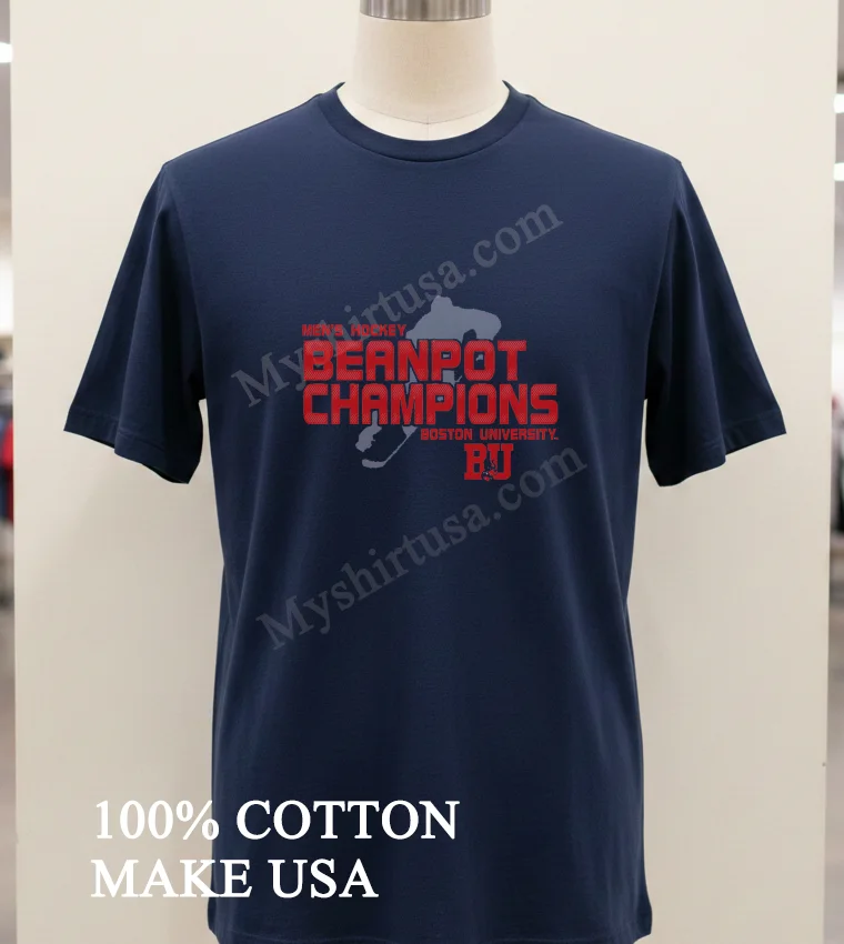 Mens Hockey Beanpot Champions Boston University Shirt Navy Shirt