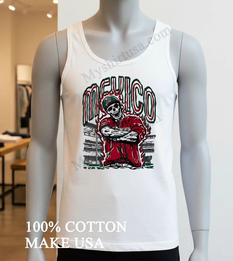 Mexico Baseball Skull Player In Stadium funny america t-shirts - white-t-shirt Mexico Baseball Skull Player In Stadium Shirt White T Shirt 4
