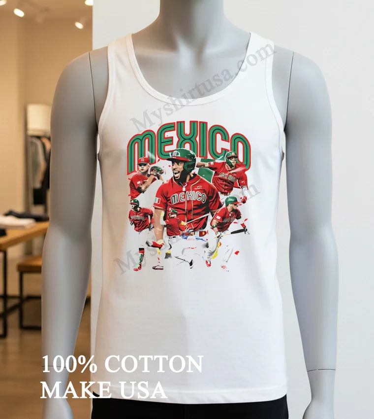 Mexico National Baseball Team Player Collage Graphic Shirt White T Shirt 3