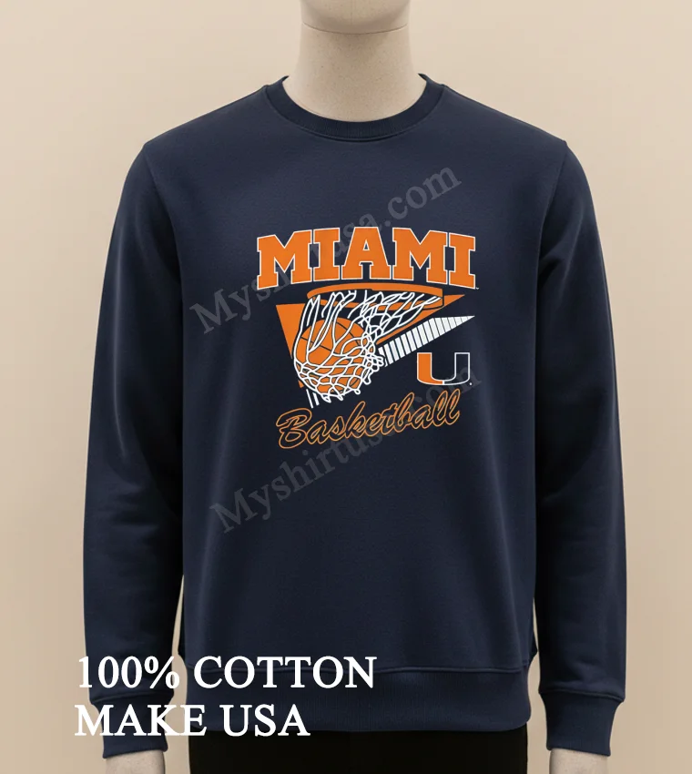 Miami Basketball Orange Hoop And Ball University Hurricane Shirt Long Sleve Shirt