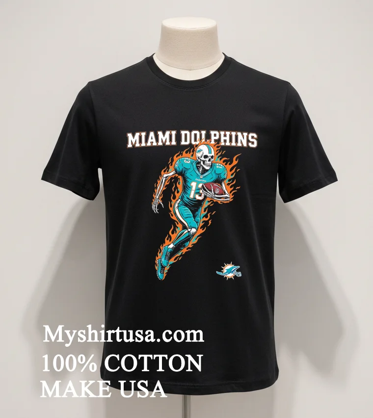 Miami Dolphins Men’s Football Skeleton Player Burning Shirt - balck-shirt Miami Dolphins Mens Football Skeleton Player Burning Shirt Balck Shirt 1