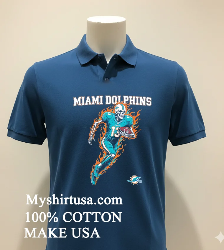 Miami Dolphins Men’s Football Skeleton Player Burning Shirt - navy-shirt Miami Dolphins Mens Football Skeleton Player Burning Shirt Navy Shirt 1