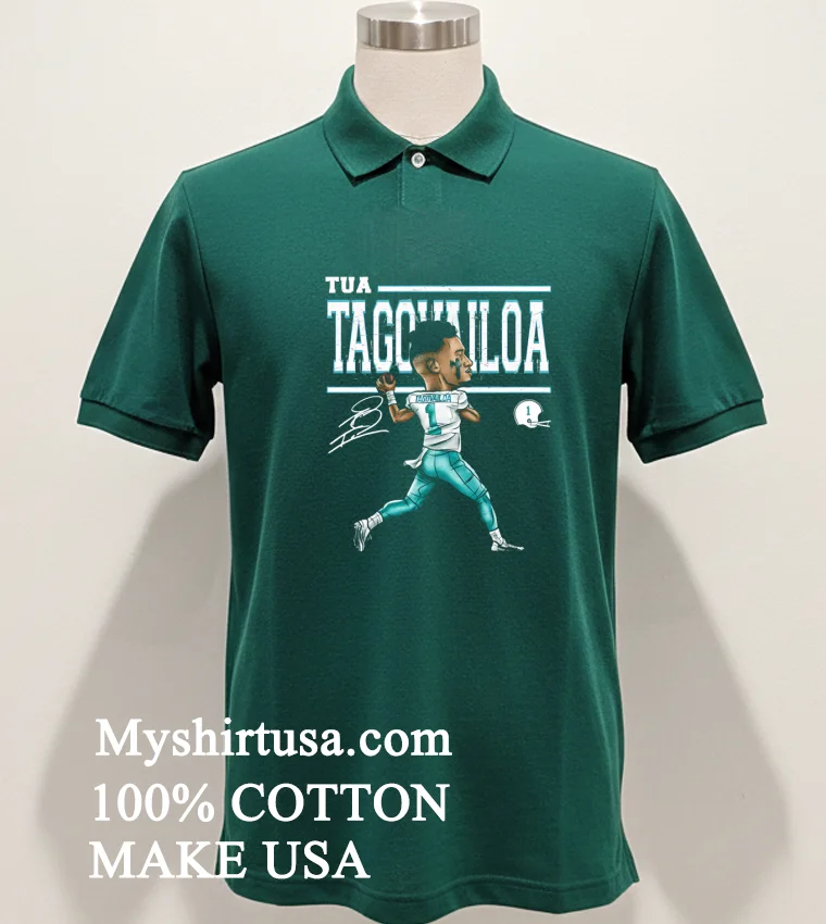 Miami Dolphins Tua Tagovailoa Cartoon Signature Shirt Green Shirt