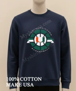 Miami Hurricanes Basketball Green Circular Logo University U funny america t-shirts