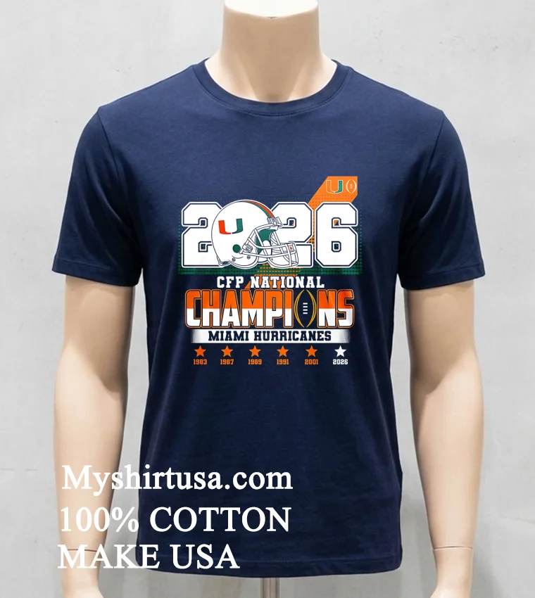 Miami Hurricanes Ncaa 2026 Cfp Champions Shirt Navy Shirt