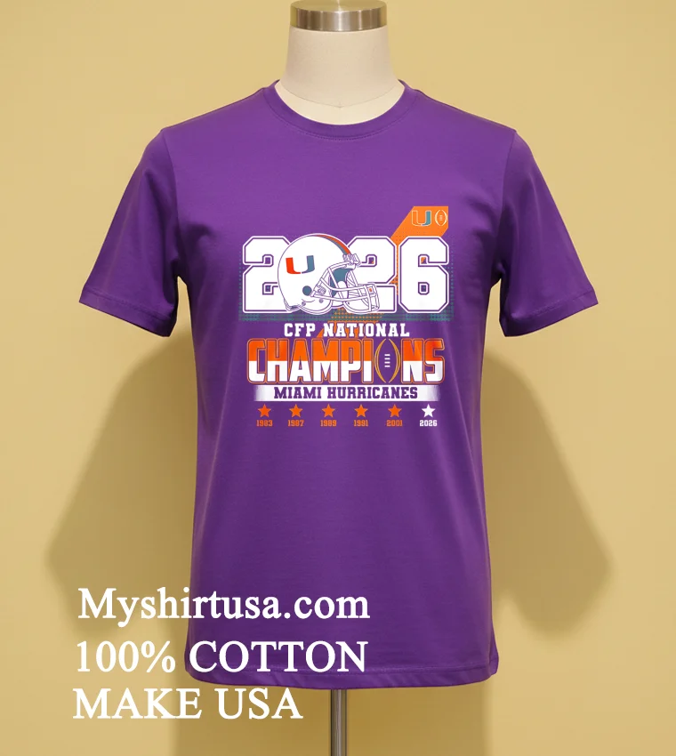Miami Hurricanes Ncaa 2026 Cfp Champions Shirt - purple-shirt Miami Hurricanes Ncaa 2026 Cfp Champions Shirt Purple Shirt