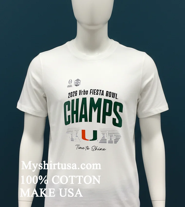 Miami Hurricanes Playoff 2026 Fiesta Bowl Champions Locker Room Shirt - white-t-shirt Miami Hurricanes Playoff 2026 Fiesta Bowl Champions Locker Room Shirt White T Shirt 1
