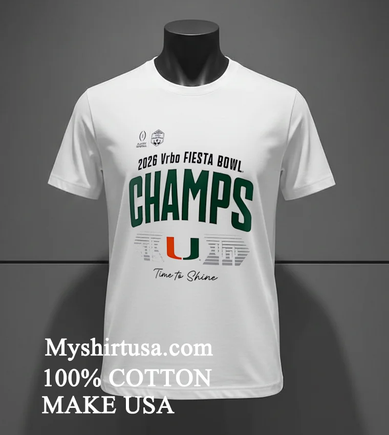 Miami Hurricanes Playoff 2026 Fiesta Bowl Champions Locker Room Shirt - white-t-shirt Miami Hurricanes Playoff 2026 Fiesta Bowl Champions Locker Room Shirt White T Shirt 2