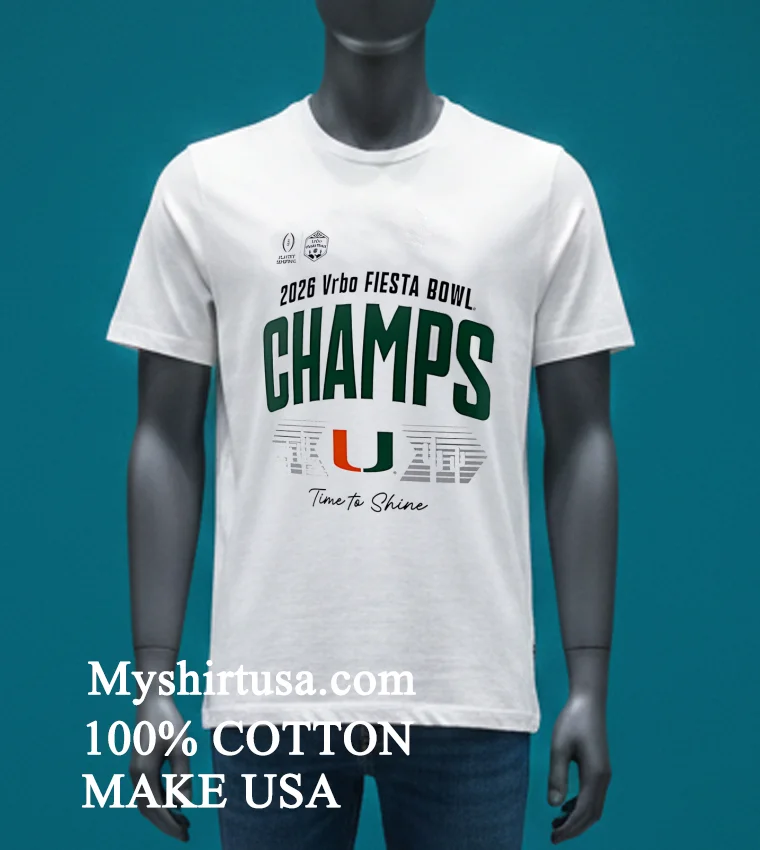 Miami Hurricanes Playoff 2026 Fiesta Bowl Champions Locker Room Shirt - white-t-shirt Miami Hurricanes Playoff 2026 Fiesta Bowl Champions Locker Room Shirt White T Shirt 3
