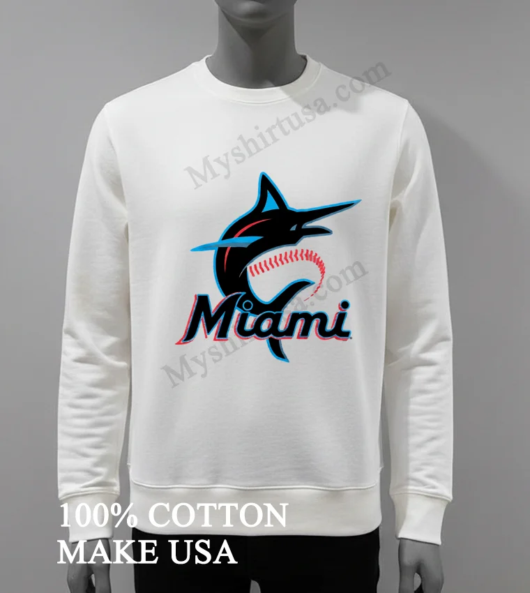 Miami Marlins Baseball Team Logo Shirt White T Shirt 4