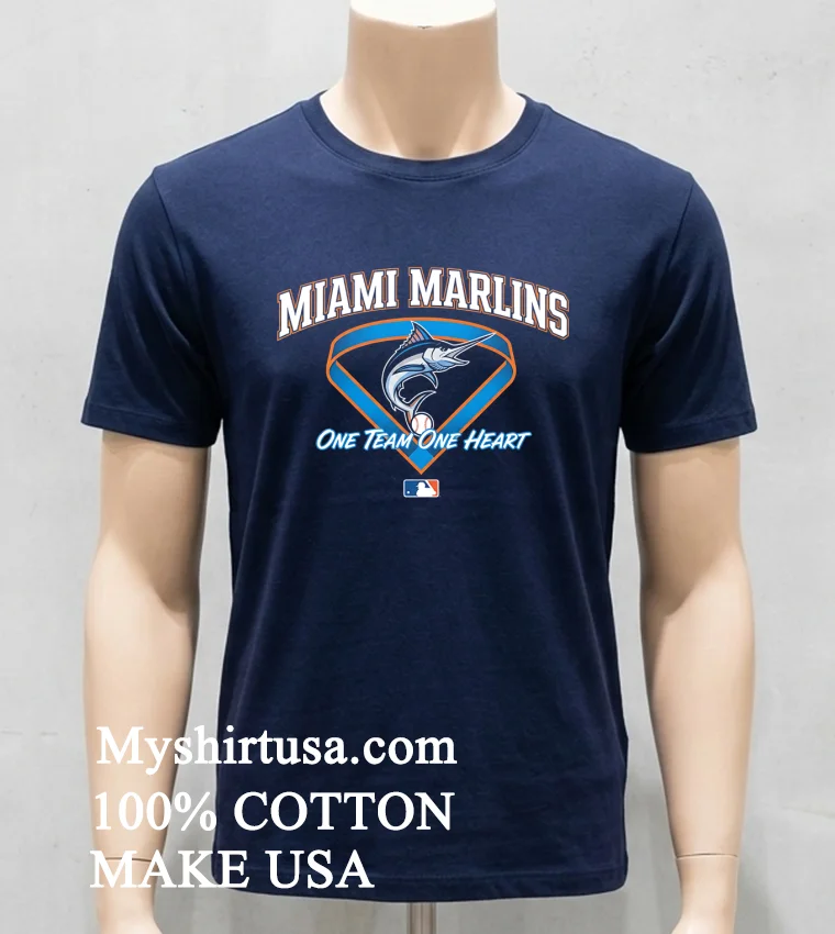 Miami Marlins One Team One Heart Mlb Shirt - navy-shirt Miami Marlins One Team One Heart Mlb Shirt Navy Shirt