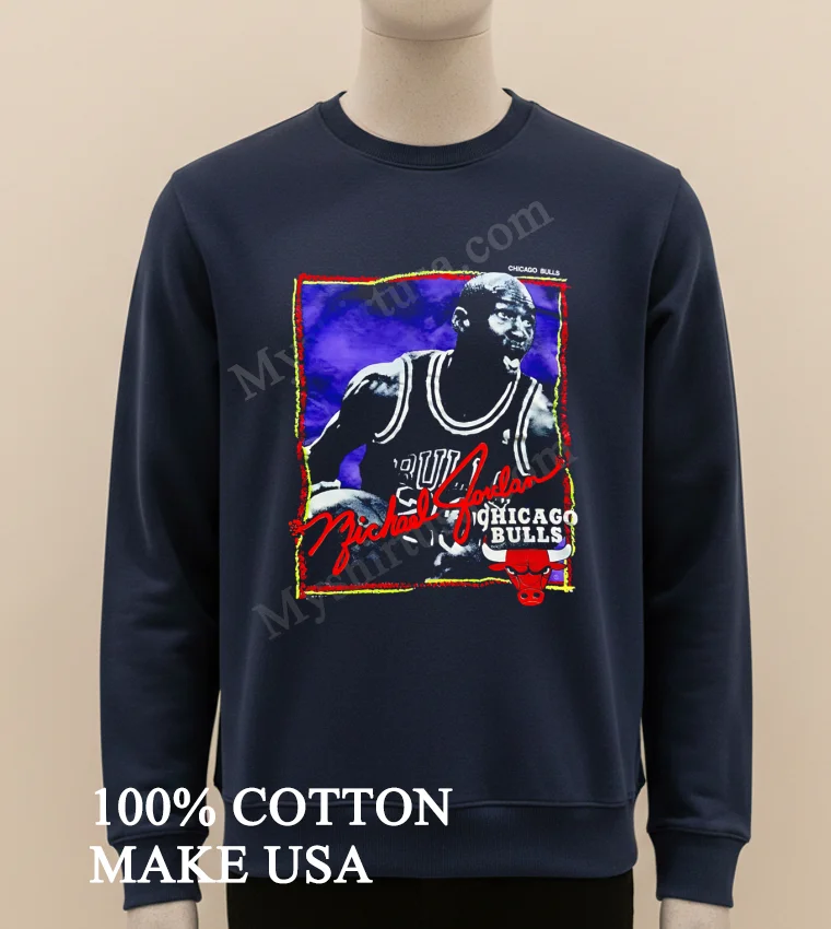 Michael Jordan Chicago Bulls Basketball Goat Dunk Portrait Shirt Long Sleve Shirt