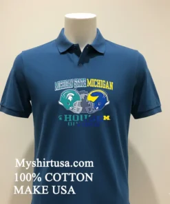 Michigan State Michigan Wolverines House Divided Helmet Shirt Navy Shirt 2