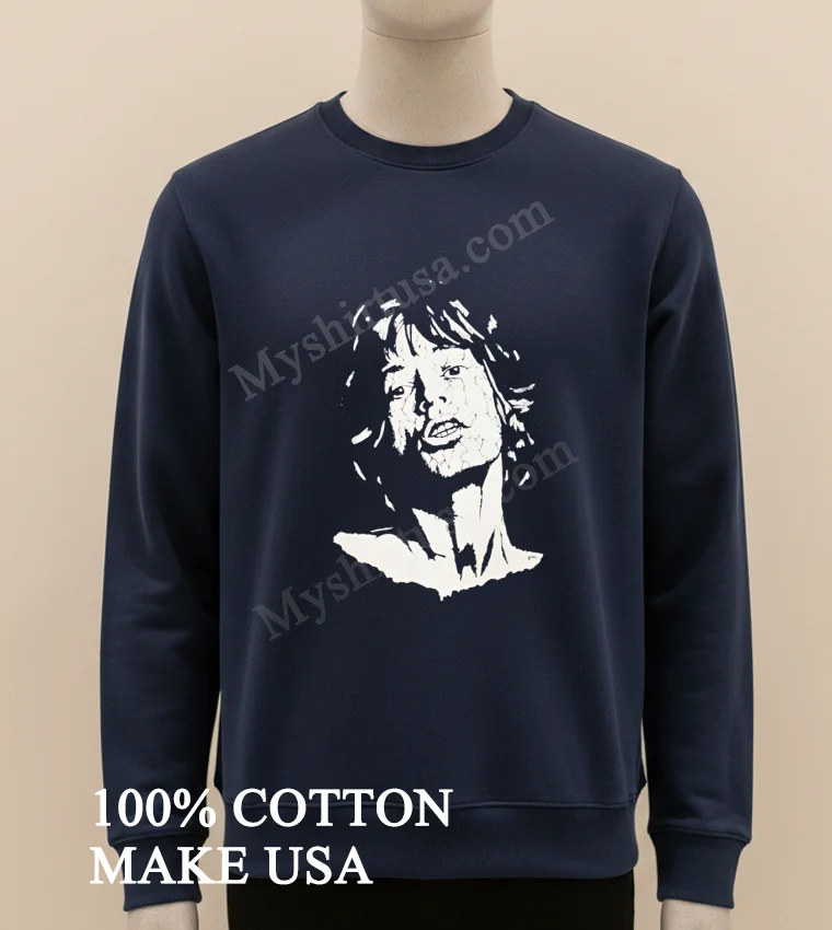 Mick Jagger Rolling Stones Black And White Portrait Shirt Long Sleve Shirt