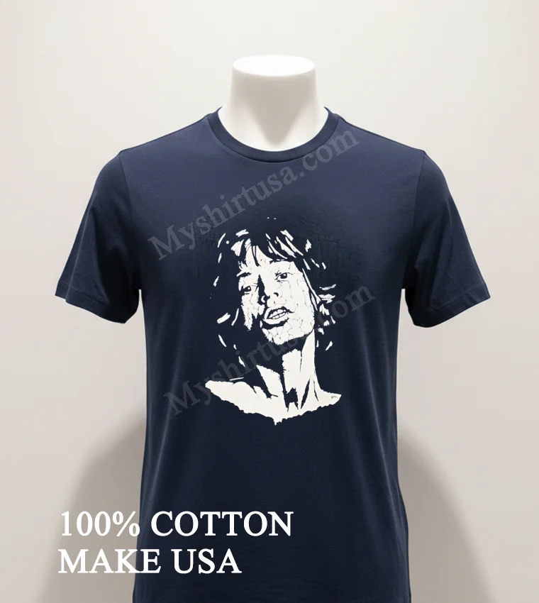 Mick Jagger Rolling Stones Black And White Portrait funny america t-shirts - navy-shirt Mick Jagger Rolling Stones Black And White Portrait Shirt Navy Shirt 1