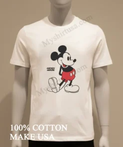 Mickey Mouse Walking And Smiling Classic Cartoon Graphic funny america t-shirts