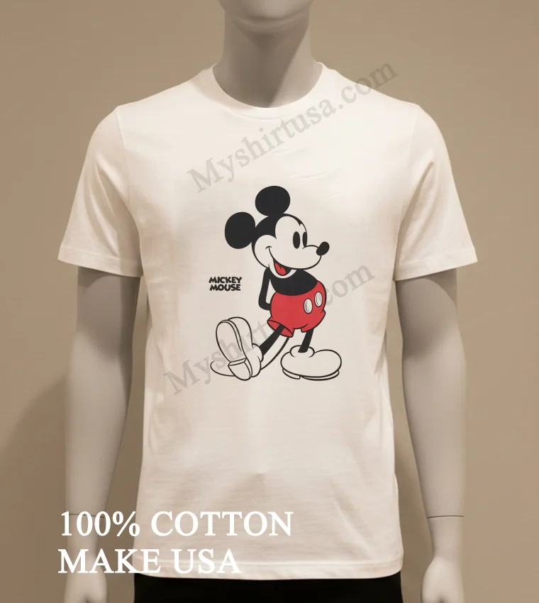 Mickey Mouse Walking And Smiling Classic Cartoon Graphic funny america t-shirts - white-t-shirt Mickey Mouse Walking And Smiling Classic Cartoon Graphic Shirt White T Shirt
