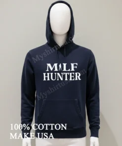 Milf Hunter White Bold Text Graphic Minimalist Design funny america t-shirts