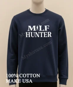 Milf Hunter White Bold Text Graphic Minimalist Design funny america t-shirts