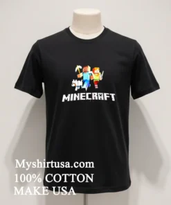 Minecraft Steve Alex Wolf Characters Graphic Video Game Shirt