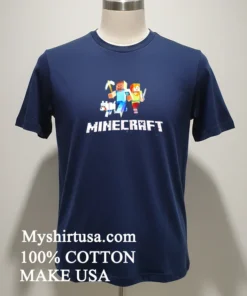Minecraft Steve Alex Wolf Characters Graphic Video Game Shirt