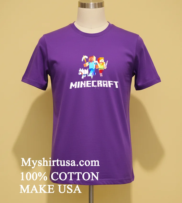 Minecraft Steve Alex Wolf Characters Graphic Video Game Shirt - purple-shirt Minecraft Steve Alex Wolf Characters Graphic Video Game Shirt Purple Shirt