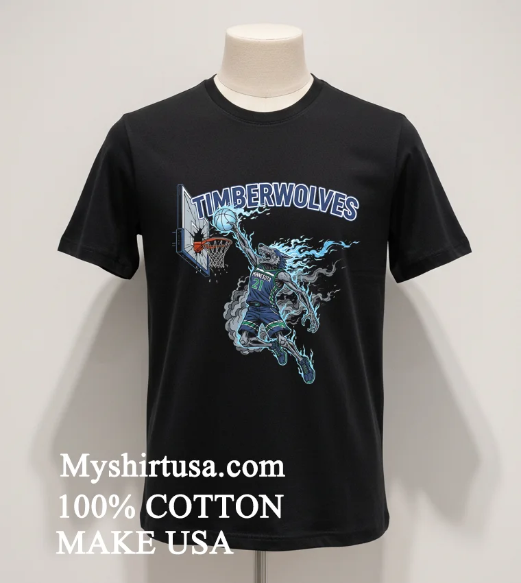 Minnesota Timberwolves Mens Basketball Skeleton Player Fire Shirt Balck Shirt