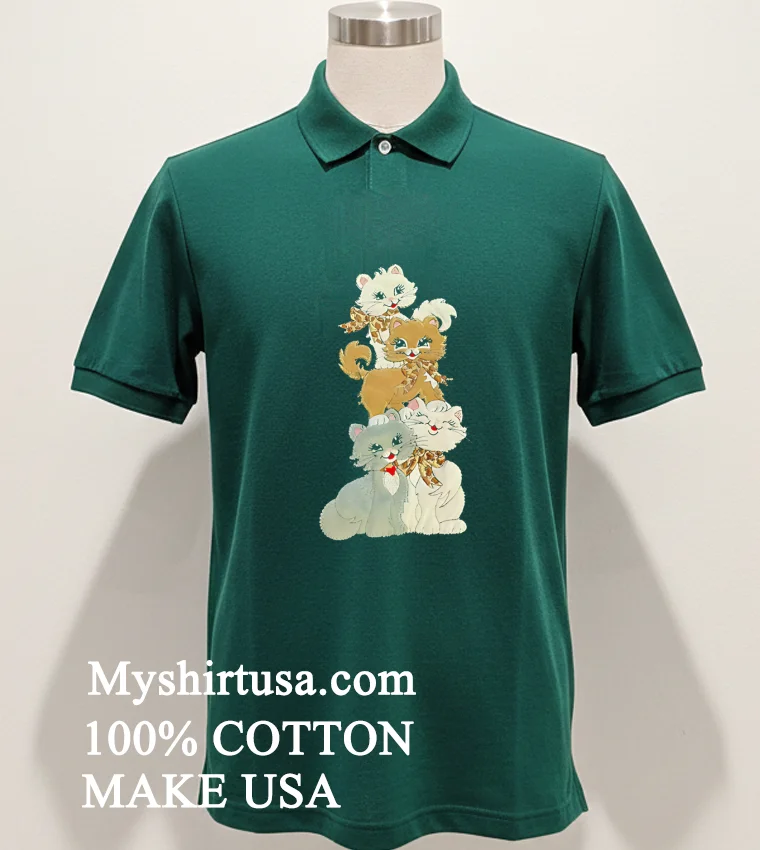 Morning Sun Kittens Shirt - green-shirt Morning Sun Kittens Shirt Green Shirt