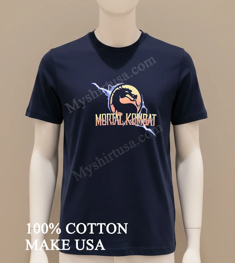 Mortal Kombat Dragon Logo Lightning Shirt Navy Shirt