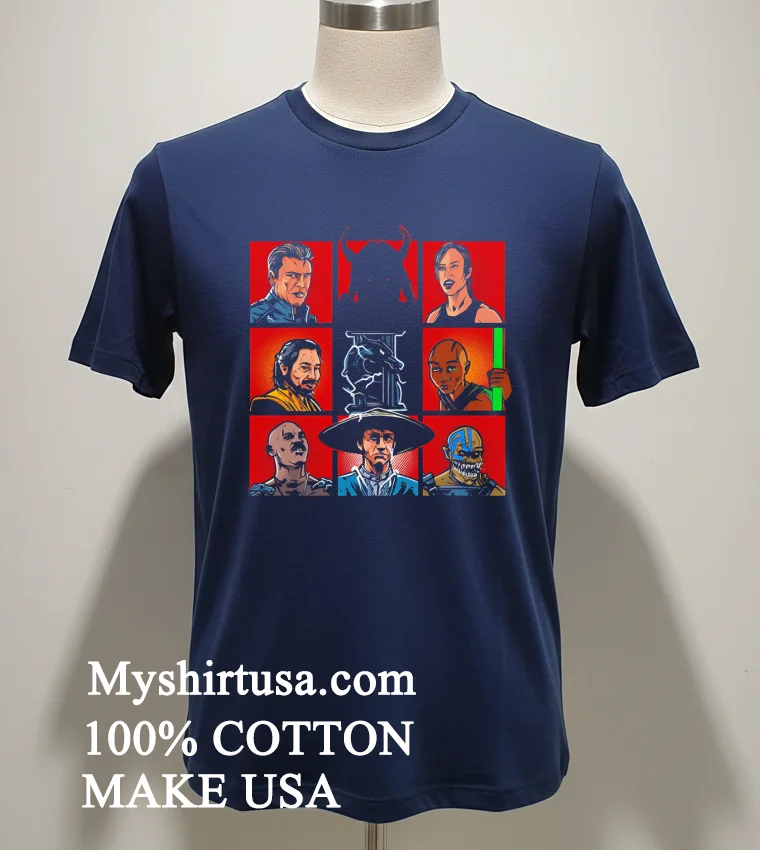 Mortal Kombat Ii Character Collage Shirt Navy Shirt 1