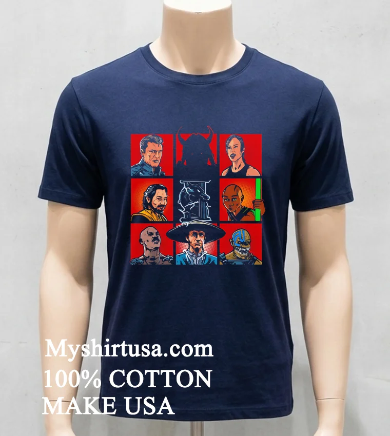 Mortal Kombat Ii Character Collage Shirt - navy-shirt Mortal Kombat Ii Character Collage Shirt Navy Shirt